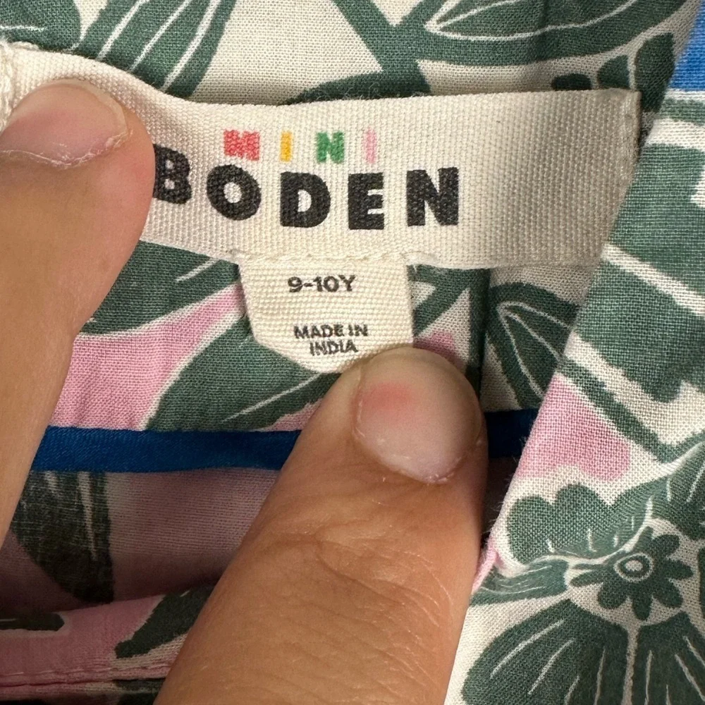 Mini Boden‎ Flutter Sleeve Tropical Printed Dress Girls Sz 9-10